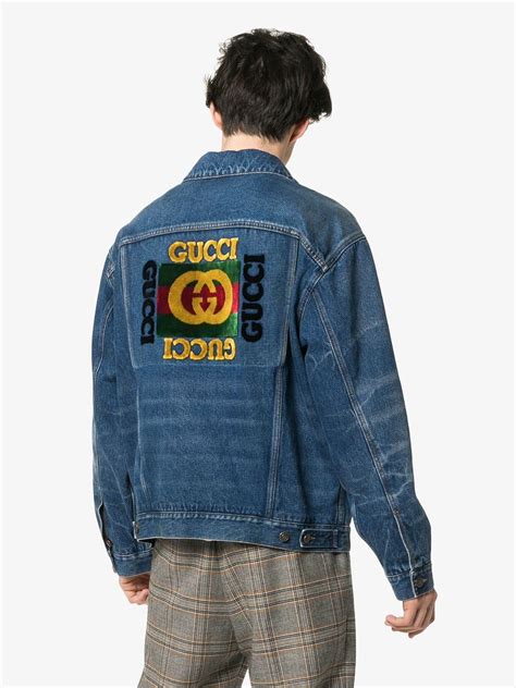 gucci mens jean jacket|farfetch Gucci denim jacket.